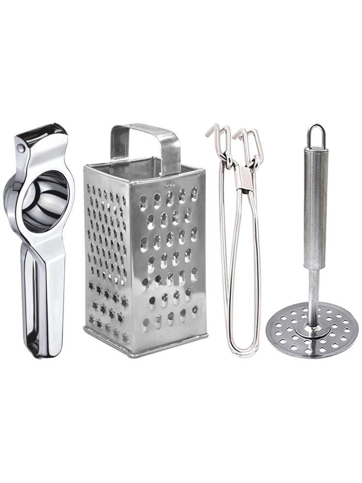     			OC9 Silver Stainless Steel Lemon+Grater+Pakkad+Masher ( Set of 4 )