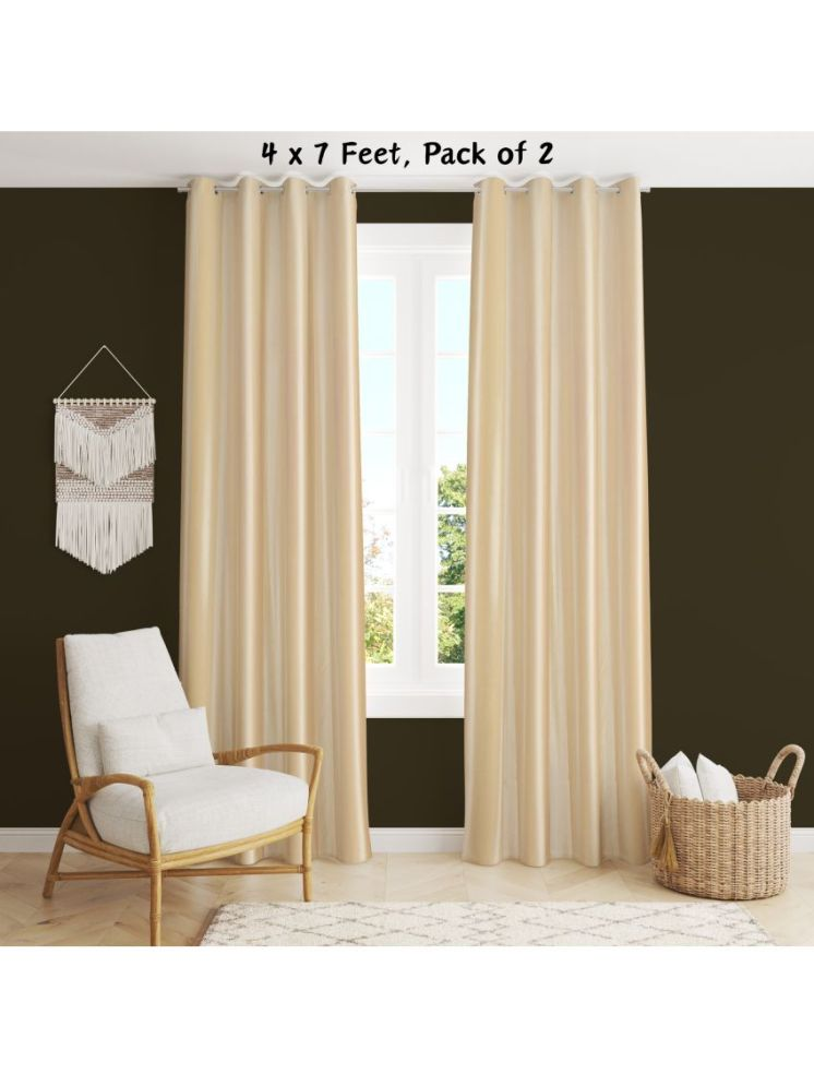     			SWIZIER Solid Room Darkening Eyelet Curtain 7 ft ( Pack of 2 ) - Cream