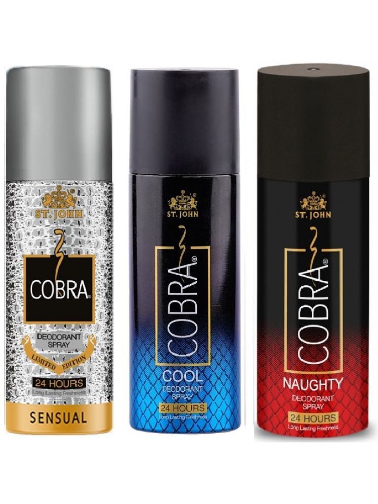     			St. John Cobra Sensual ,Cool & Naughty 150ml Each Deodorant Spray for Men 150 ml ( Pack of 3 )