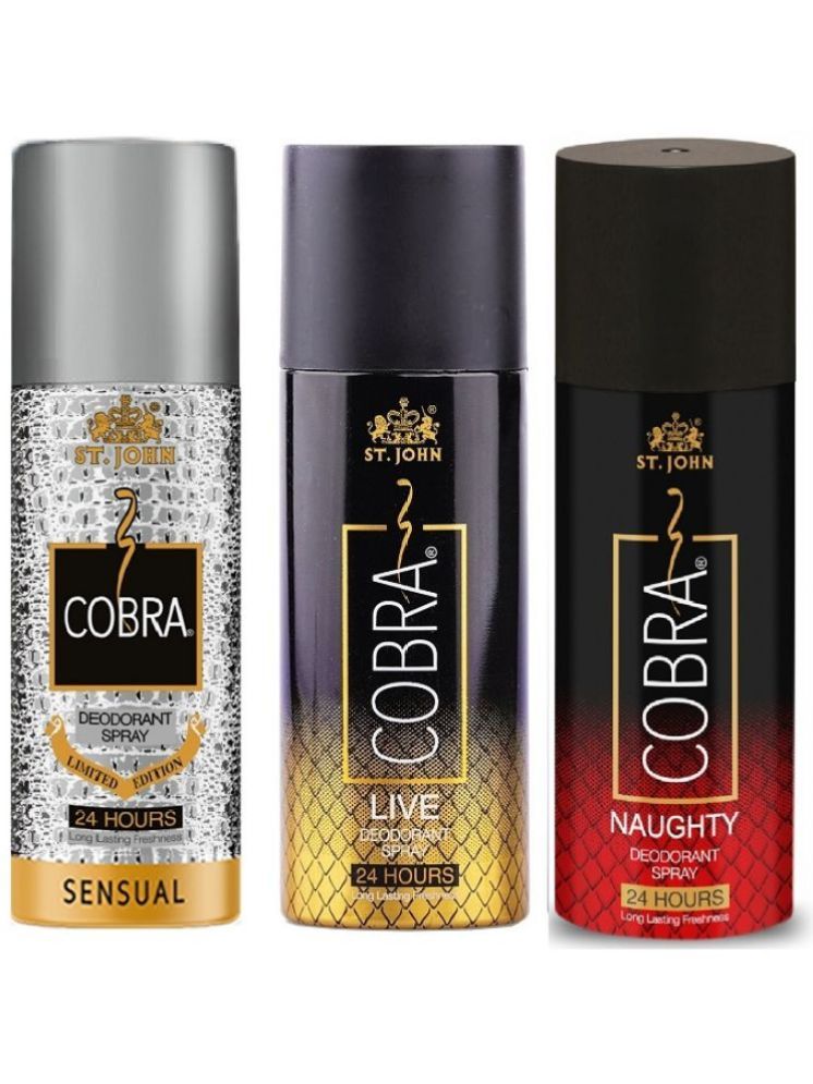     			St. John Cobra Sensual ,Live & Naughty 150ml Each Deodorant Spray for Men 150 ml ( Pack of 3 )