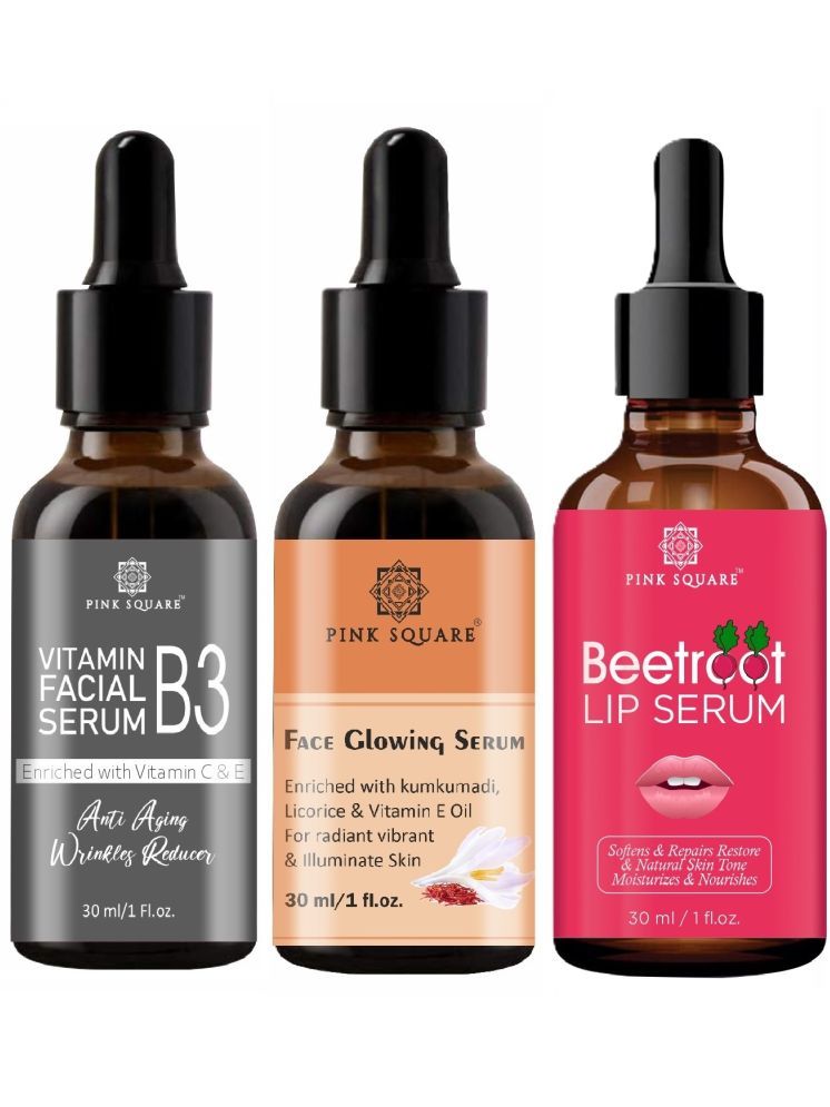     			Vitamin B3 Face Serum, Face Glowing Serum & Beetroot Lip Serum for Soft and Pink Lips (Each,30ml) Combo of 3