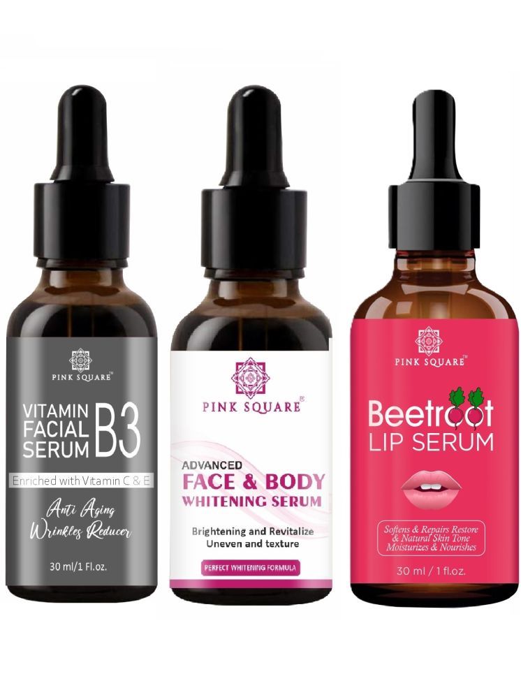     			Vitamin B3 Face Serum, Face and Body Whitening Serum & Beetroot Lip Serum for Soft and Pink Lips (Each,30ml) Combo of 3