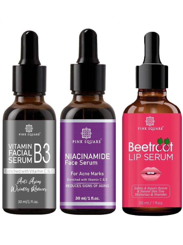     			Vitamin B3 Face Serum, Niacinamide face Serum & Beetroot Lip Serum for Soft and Pink Lips (Each,30ml) Combo of 3