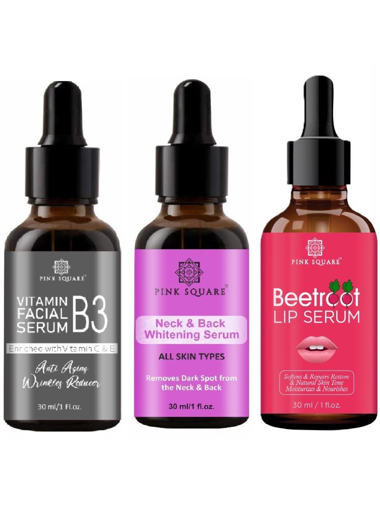     			Vitamin B3 Facial Serum, Neck and Back Whitening Serum & Beetroot Lip Serum for Soft Lips (Each,30ml) Combo of 3