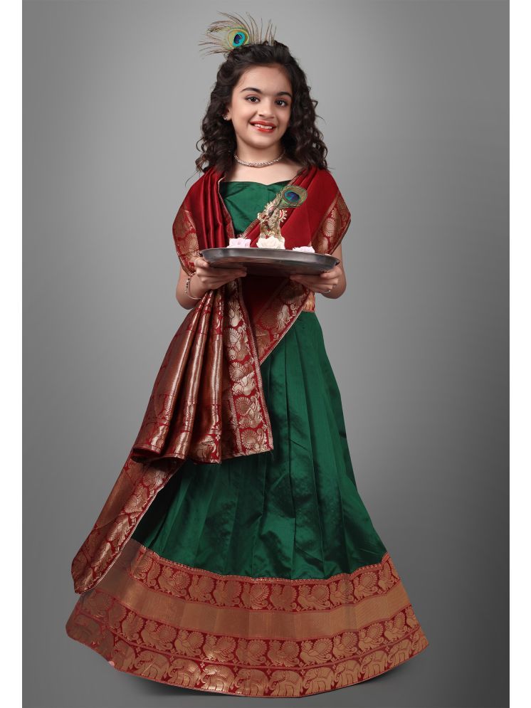     			kedar fab Green Jacquard Girls Lehenga Choli Set ( Pack of 1 )