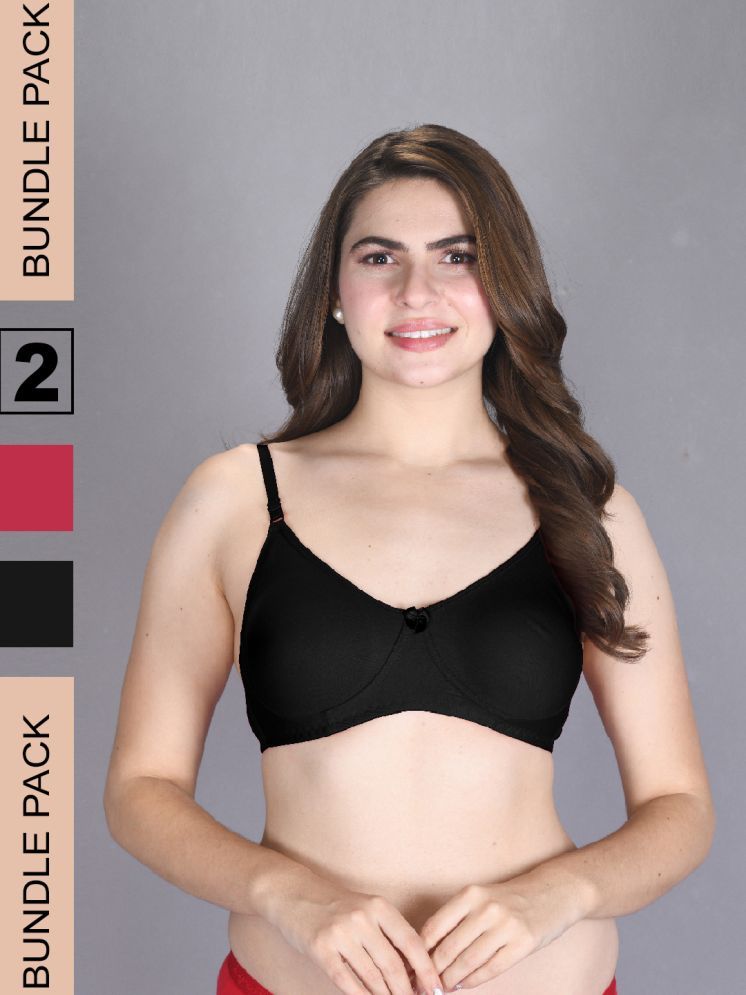     			lux venus Black Cotton Non Padded Women's T-Shirt Bra ( Pack of 2 )