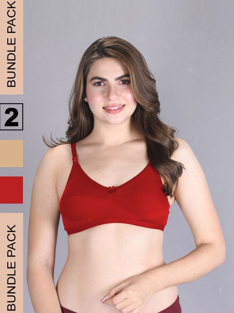     			lux venus Red Cotton Non Padded Women's Everyday Bra ( Pack of 2 )