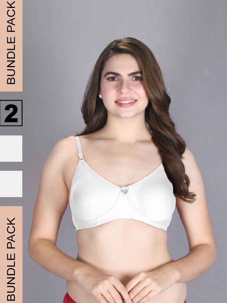     			lux venus Pack of 2 Cotton Non Padded Women's T-Shirt Bra ( White ) VEN_BRA163_WH_2PC