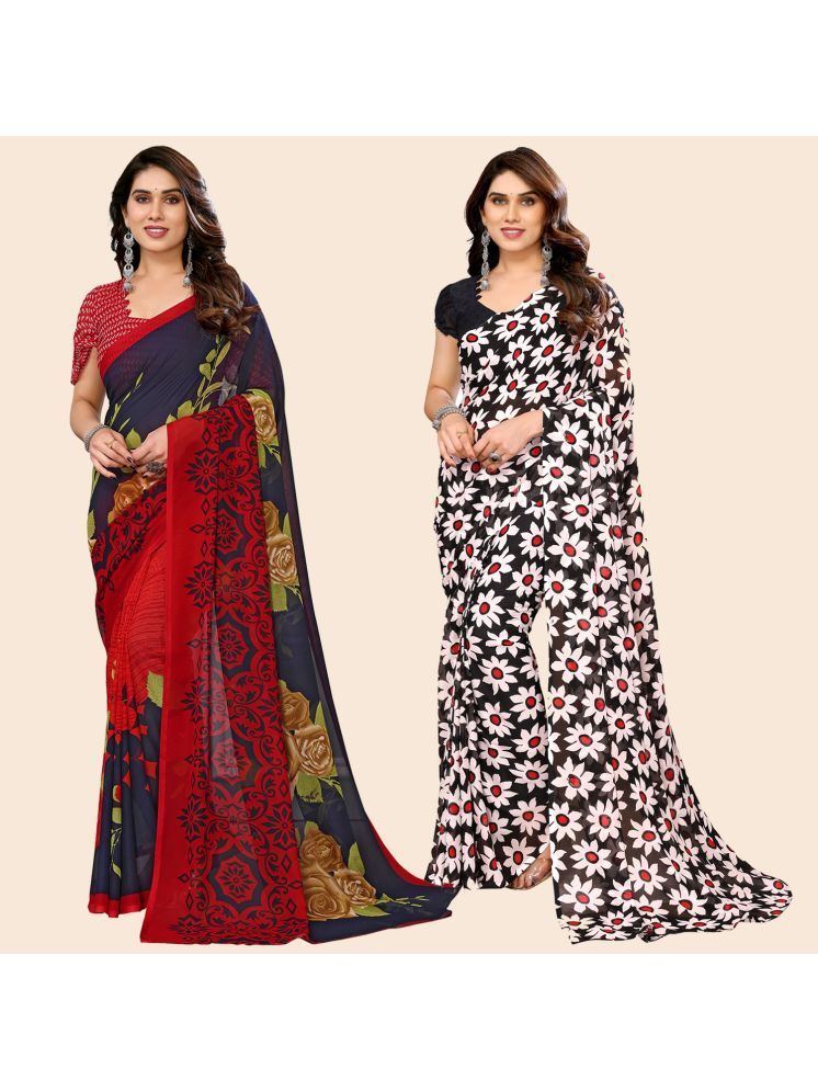     			ANAND SAREES Georgette Printed Saree With Blouse Piece - Multicolour ( Pack of 2 )