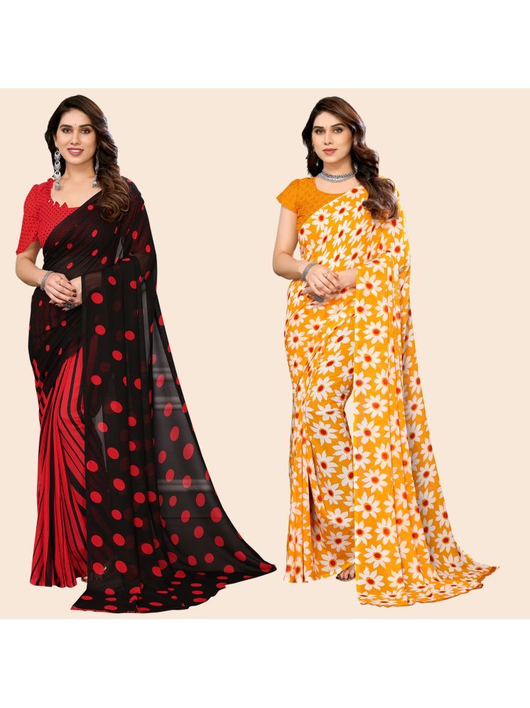     			ANAND SAREES Georgette Printed Saree With Blouse Piece - Multicolour ( Pack of 2 )