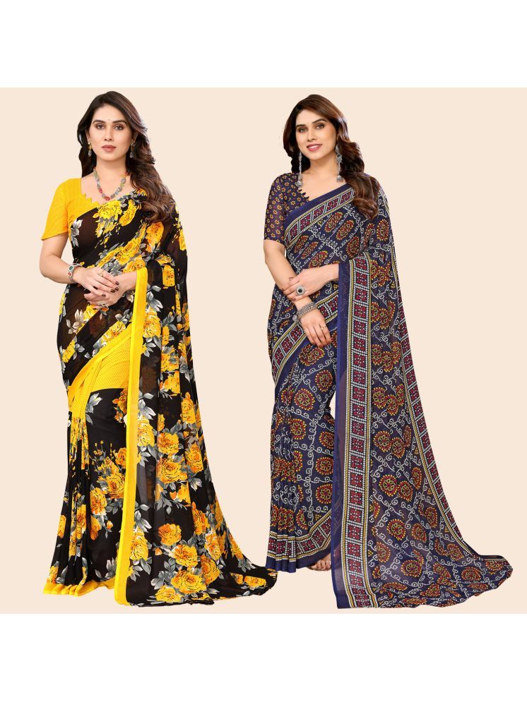     			ANAND SAREES Georgette Printed Saree With Blouse Piece - Multicolour ( Pack of 2 )