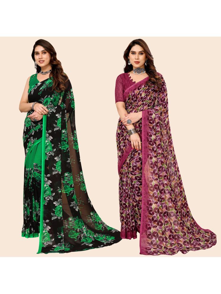     			ANAND SAREES Georgette Printed Saree With Blouse Piece - Multicolour ( Pack of 2 )