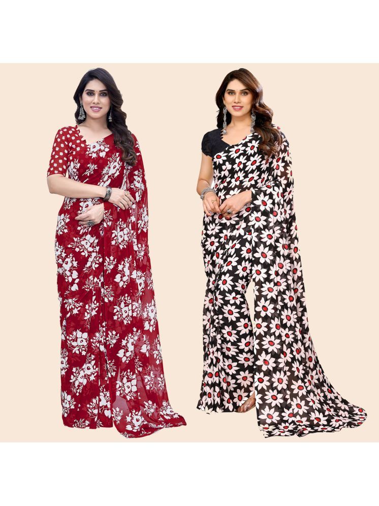     			ANAND SAREES Georgette Printed Saree With Blouse Piece - Multicolour ( Pack of 2 )