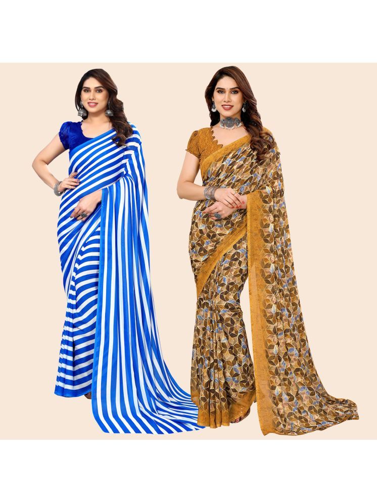     			ANAND SAREES Georgette Printed Saree With Blouse Piece - Multicolour ( Pack of 2 )