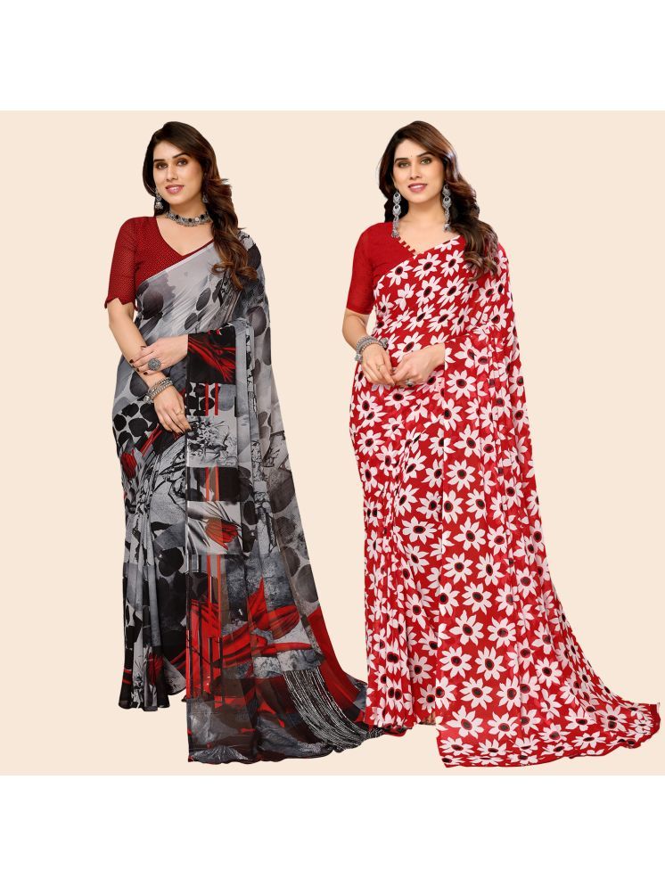     			ANAND SAREES Georgette Printed Saree With Blouse Piece - Multicolour ( Pack of 2 )