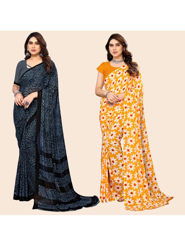     			ANAND SAREES Georgette Printed Saree With Blouse Piece - Multicolour ( Pack of 2 )