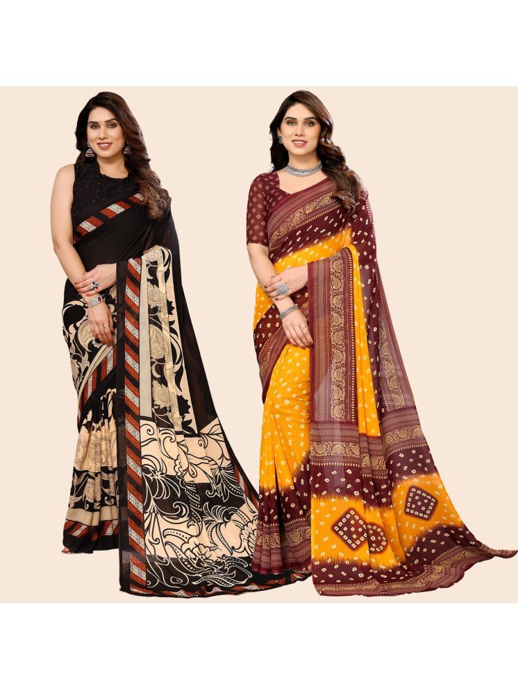     			ANAND SAREES Georgette Printed Saree With Blouse Piece - Multicolour ( Pack of 2 )