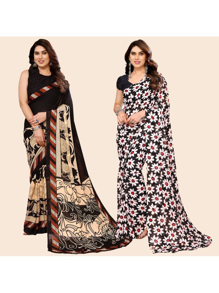     			ANAND SAREES Georgette Printed Saree With Blouse Piece - Multicolour ( Pack of 2 )