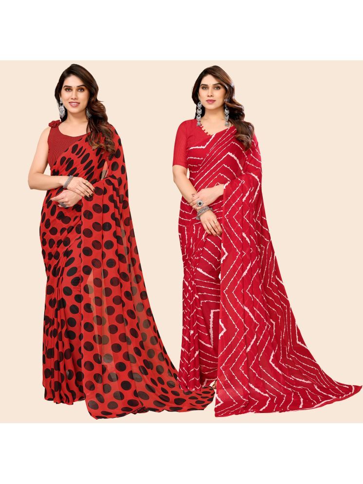     			ANAND SAREES Georgette Printed Saree With Blouse Piece - Multicolour ( Pack of 2 )