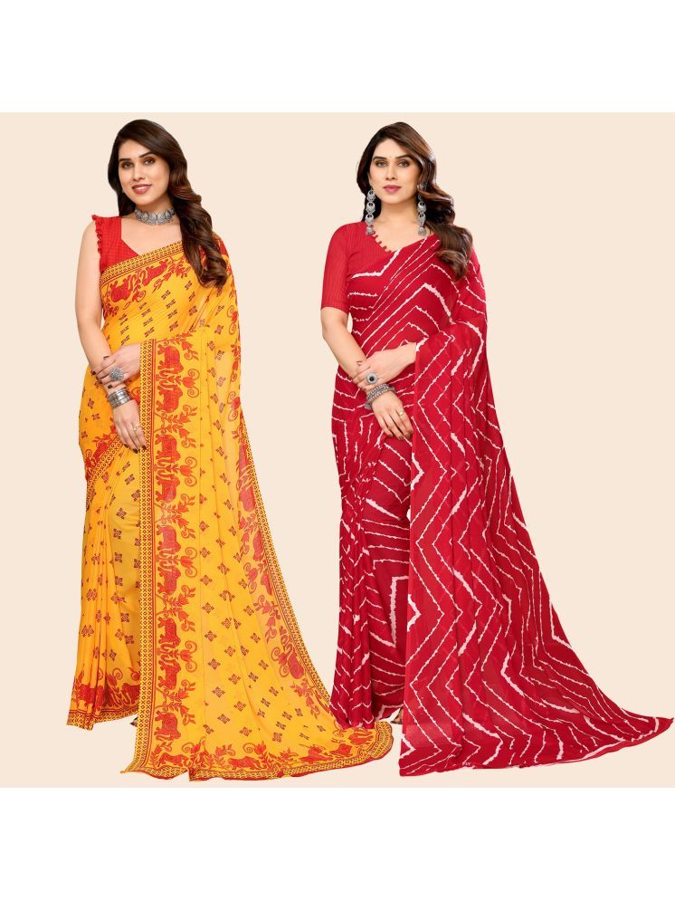     			ANAND SAREES Georgette Printed Saree With Blouse Piece - Multicolour ( Pack of 2 )