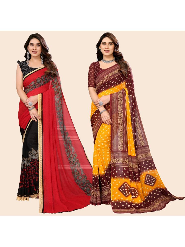     			ANAND SAREES Georgette Printed Saree With Blouse Piece - Multicolour ( Pack of 2 )