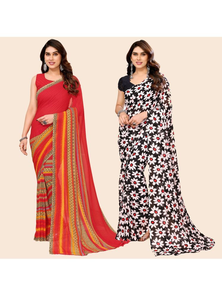     			ANAND SAREES Georgette Printed Saree With Blouse Piece - Multicolour ( Pack of 2 )