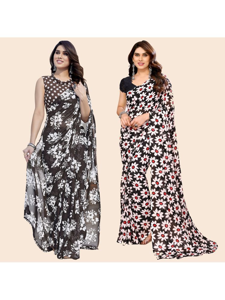     			ANAND SAREES Georgette Printed Saree With Blouse Piece - Multicolour ( Pack of 2 )