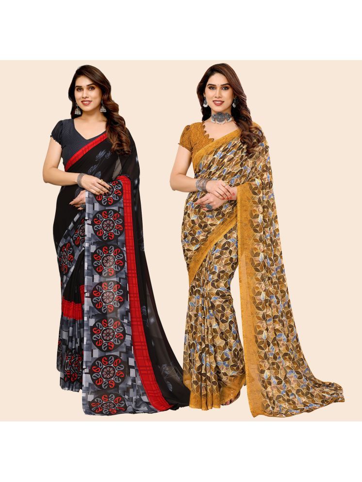     			ANAND SAREES Georgette Printed Saree With Blouse Piece - Multicolour ( Pack of 2 )