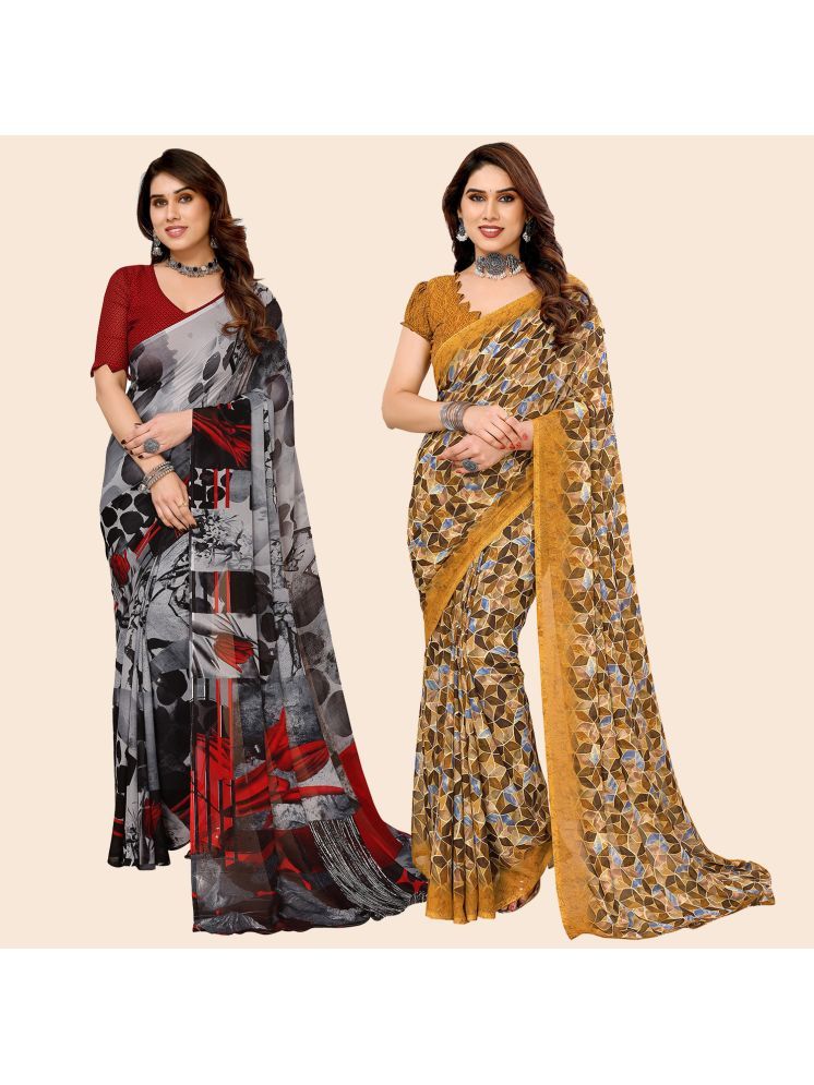     			ANAND SAREES Georgette Printed Saree With Blouse Piece - Multicolour ( Pack of 2 )