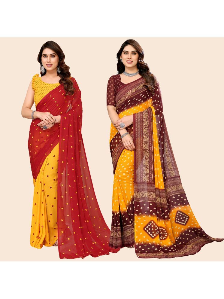     			ANAND SAREES Georgette Printed Saree With Blouse Piece - Multicolour ( Pack of 2 )