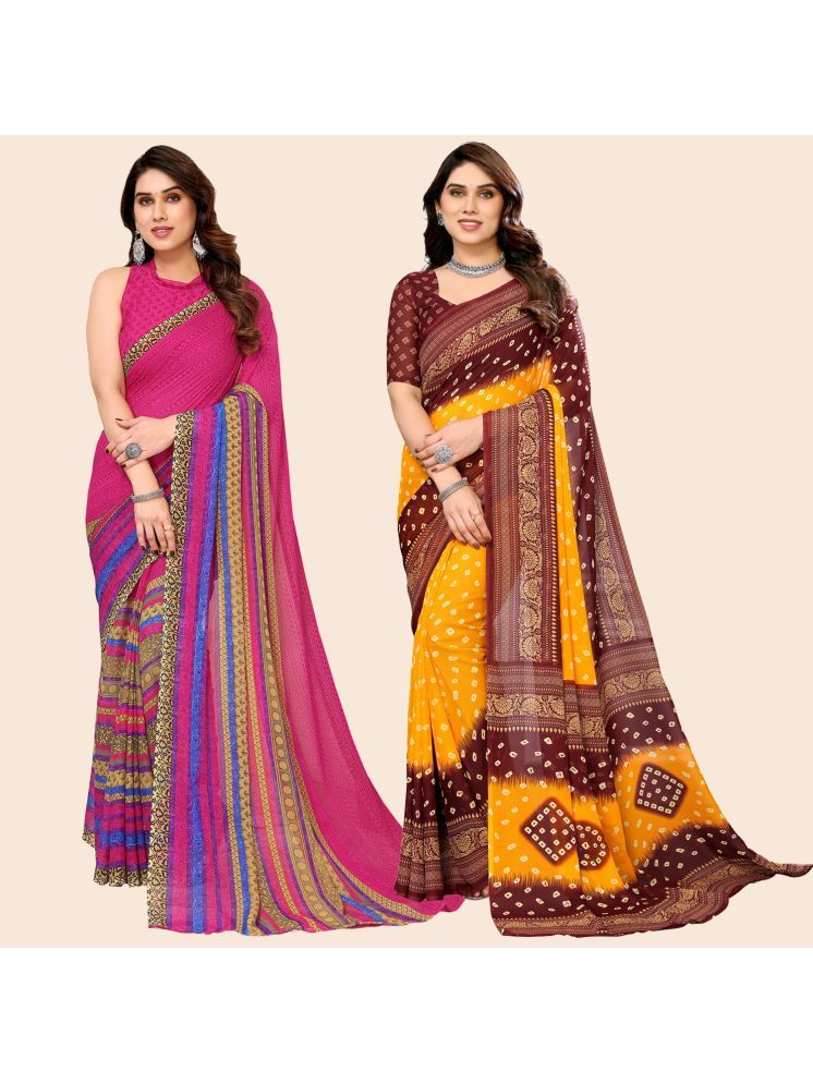     			ANAND SAREES Georgette Printed Saree With Blouse Piece - Multicolour ( Pack of 2 )