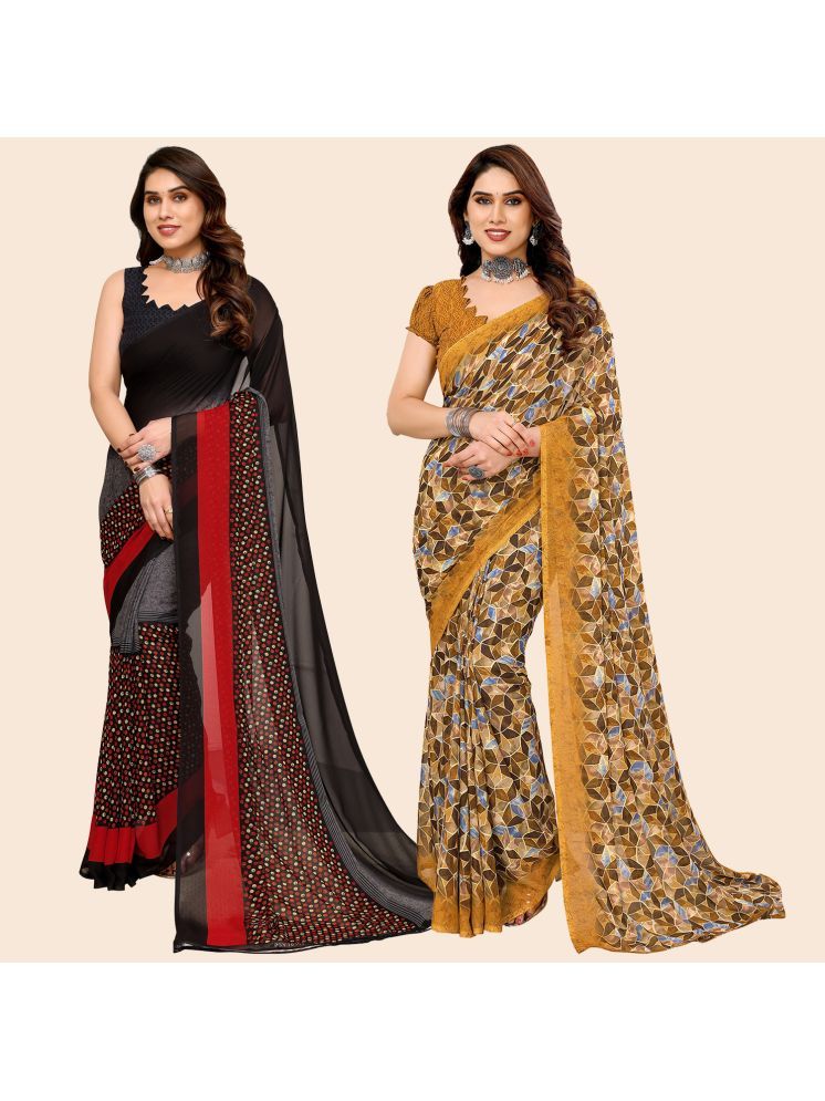     			ANAND SAREES Georgette Printed Saree With Blouse Piece - Multicolour ( Pack of 2 )