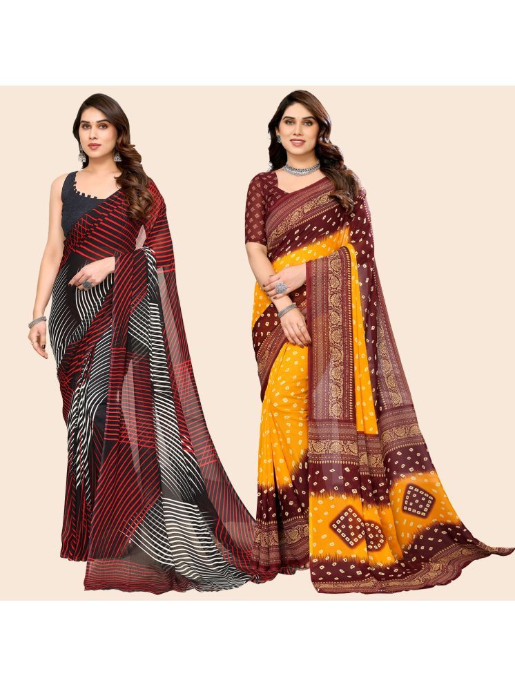     			ANAND SAREES Georgette Printed Saree With Blouse Piece - Multicolour ( Pack of 2 )