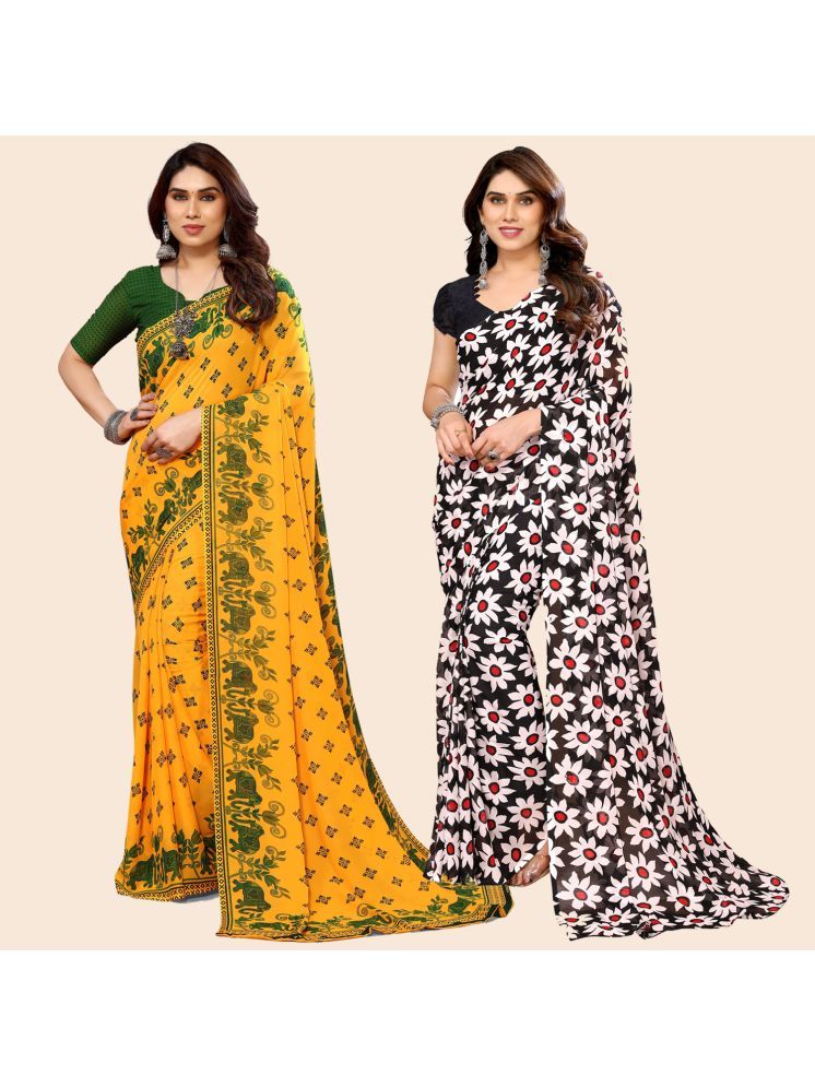     			ANAND SAREES Georgette Printed Saree With Blouse Piece - Multicolour ( Pack of 2 )