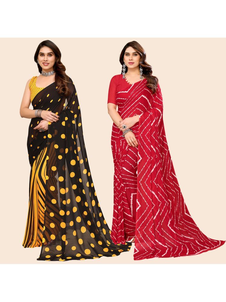     			ANAND SAREES Georgette Printed Saree With Blouse Piece - Multicolour ( Pack of 2 )