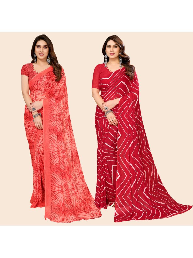     			ANAND SAREES Georgette Printed Saree With Blouse Piece - Multicolour ( Pack of 2 )