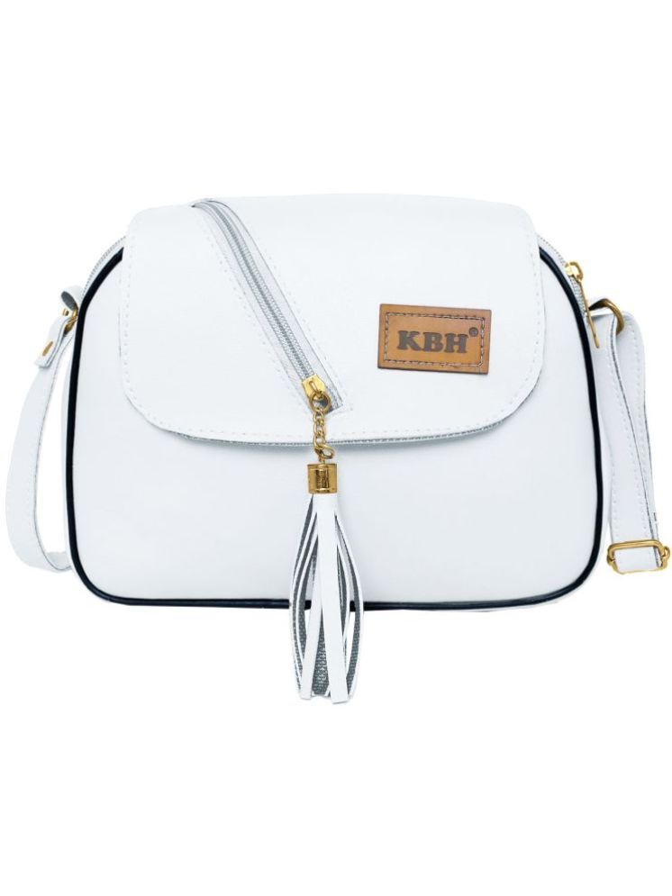     			Darklin White PU Handheld Bag