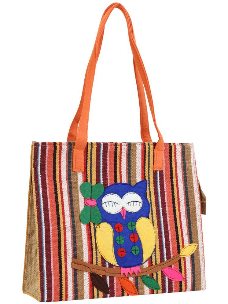     			ENSAC Brown Jute Tote Bag