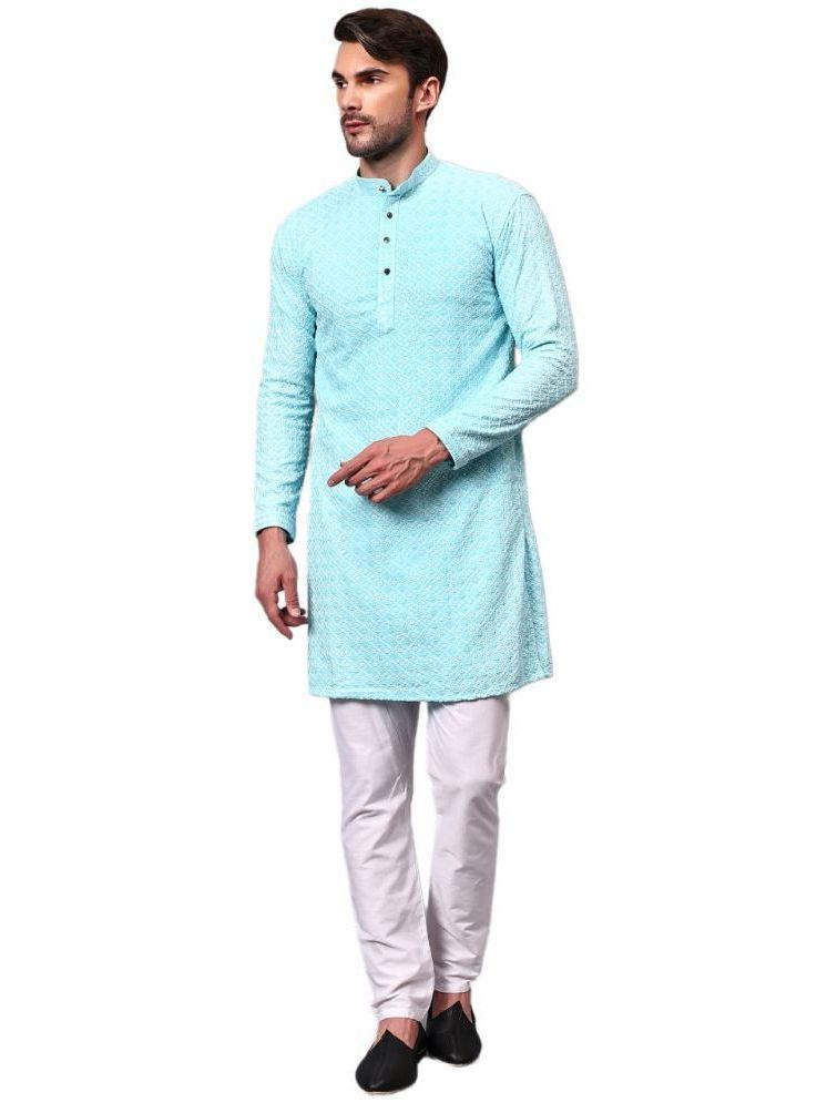     			FIREFISH Light Green Sequin Regular Fit Men's Kurta Pyjama Set ( Pack of 1 )