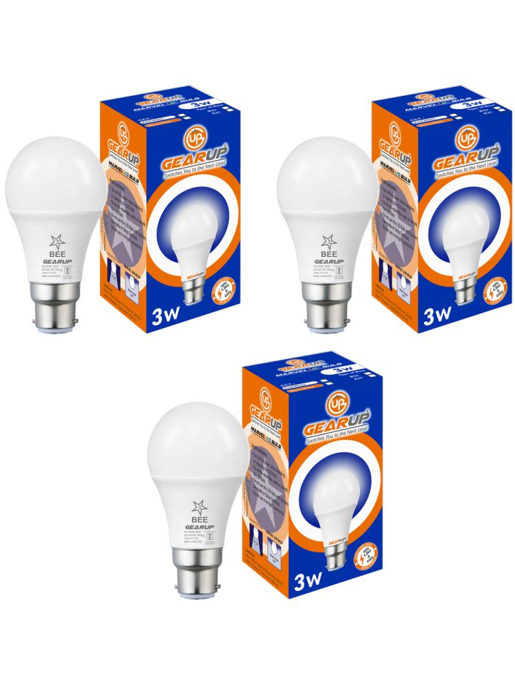     			Gearup Marvel 3W St&Ard B22 Led Bulb For Home & Office Led Light Bulb, Cool Day Light 6500K Energy Efficient (White, Pack Of 3)