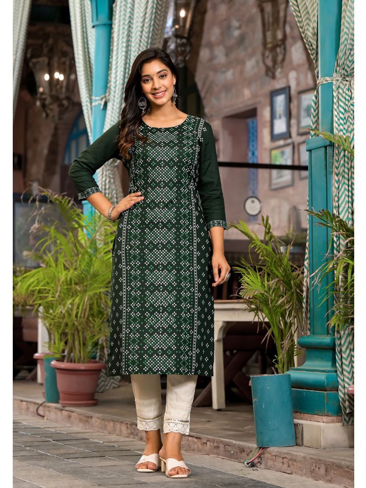     			Juniper Rayon Printed Straight Women's Kurti - Green ( Pack of 1 )