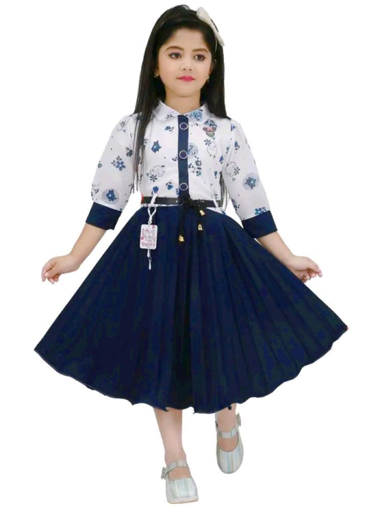     			Mullick the designer Navy Cotton Blend Baby Girl Dress ( Pack of 1 )