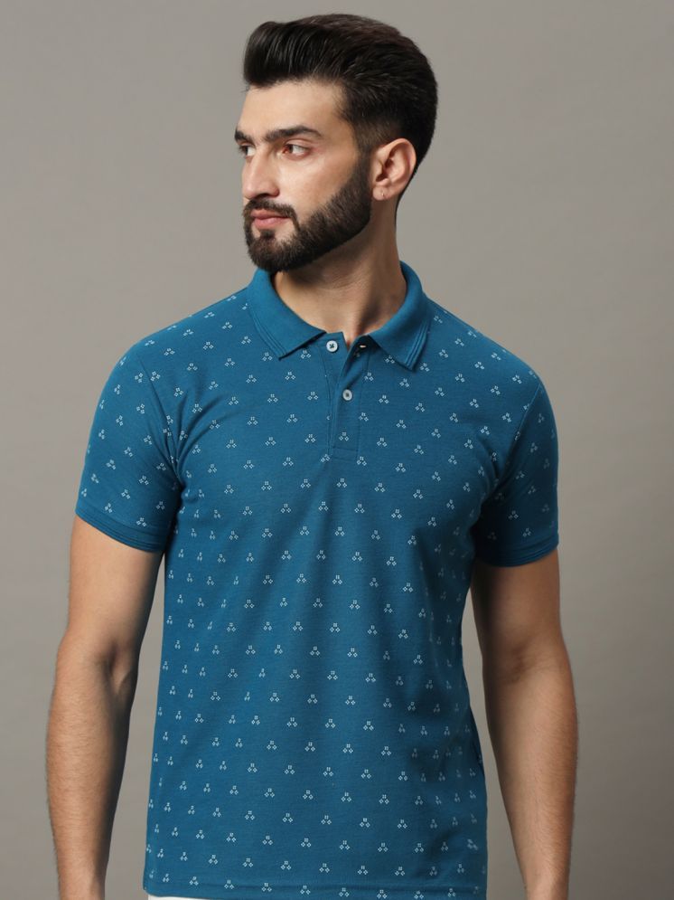     			R.ARHAN PREMIUM Cotton Blend Regular Fit Printed Half Sleeves Men's Polo T Shirt - Teal Blue ( Pack of 1 )