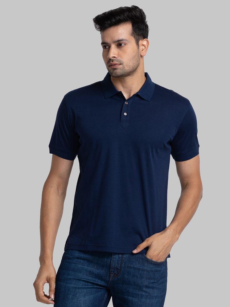     			Raymond Cotton Regular Fit Solid Half Sleeves Men's Polo T Shirt - Blue ( Pack of 1 )