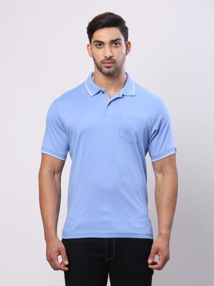     			Raymond Cotton Regular Fit Solid Half Sleeves Men's Polo T Shirt - Blue ( Pack of 1 )