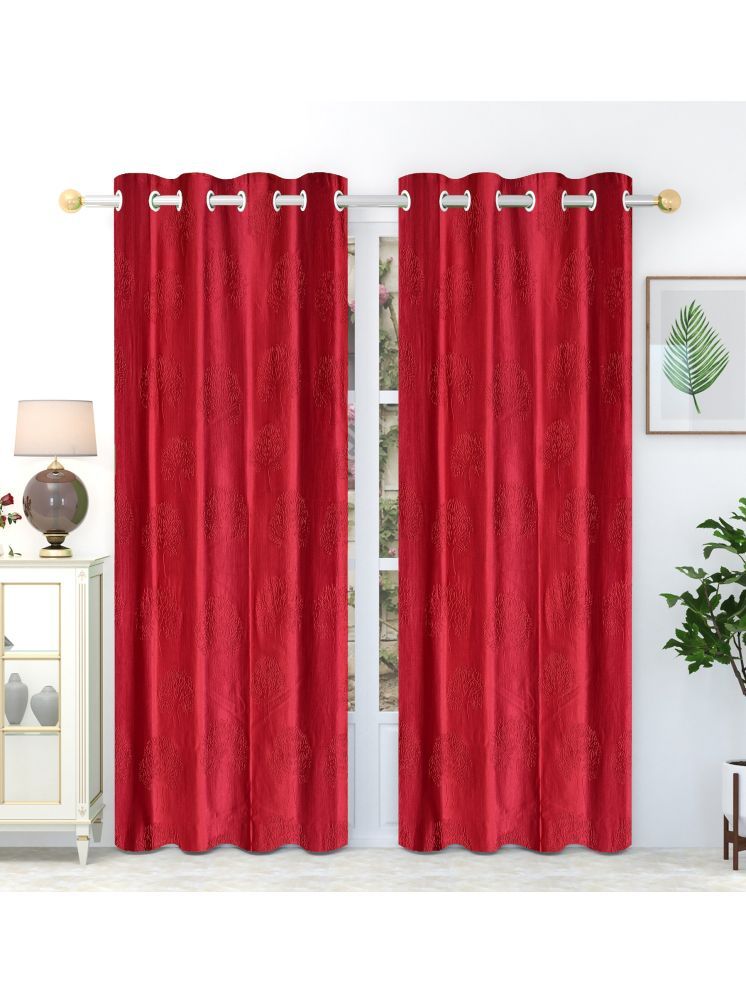     			SWIZIER Abstract Room Darkening Eyelet Curtain 5 ft ( Pack of 2 ) - Maroon