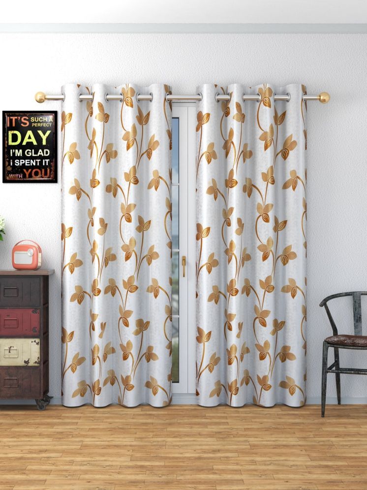     			SWIZIER Nature Room Darkening Eyelet Curtain 5 ft ( Pack of 2 ) - Gold