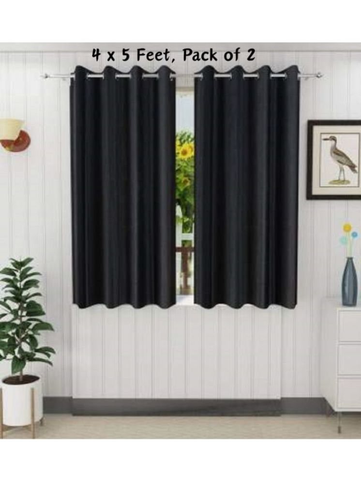     			SWIZIER Solid Semi-Transparent Eyelet Curtain 5 ft ( Pack of 2 ) - Black