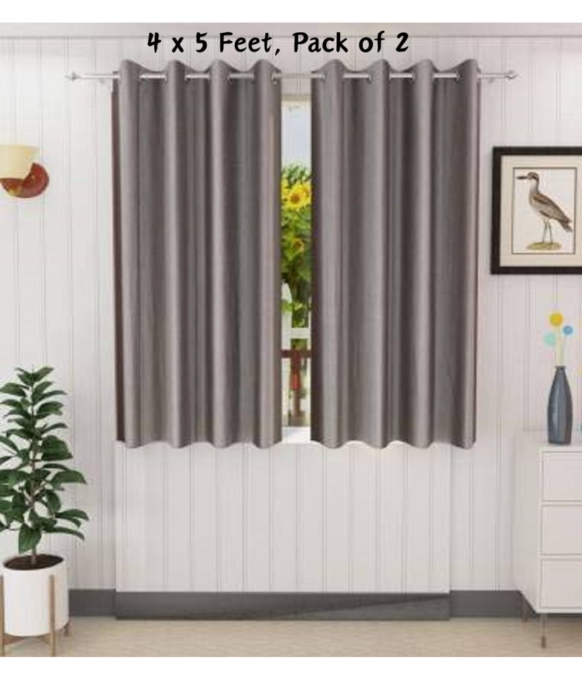     			SWIZIER Solid Semi-Transparent Eyelet Curtain 5 ft ( Pack of 2 ) - Dark Grey