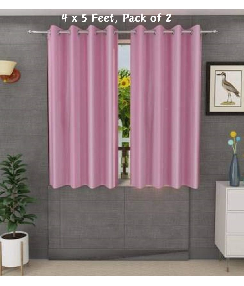     			SWIZIER Solid Semi-Transparent Eyelet Curtain 5 ft ( Pack of 2 ) - Fluorescent Pink